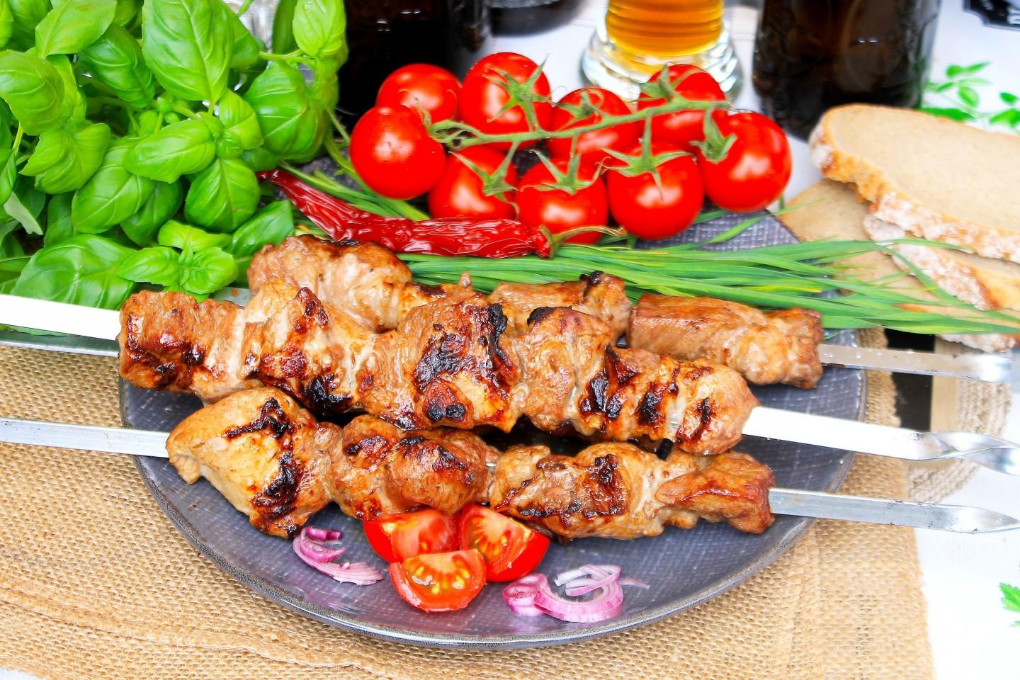 Обложка рецепта Шашлык с помидорами и луком из свинины