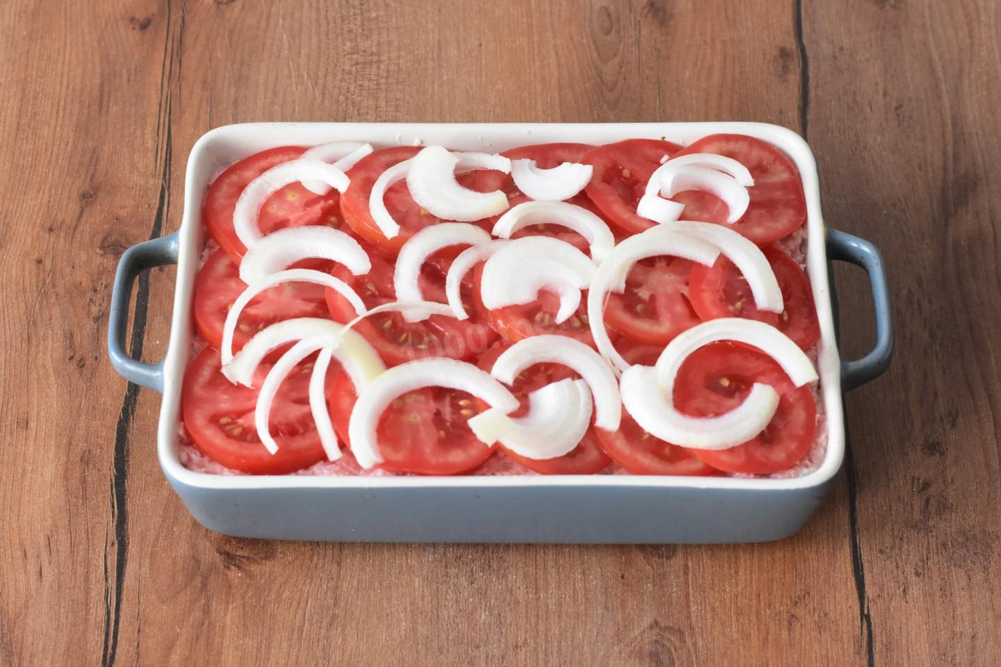 Шаг 10 приготовления Мясо по французски в духовке из фарша