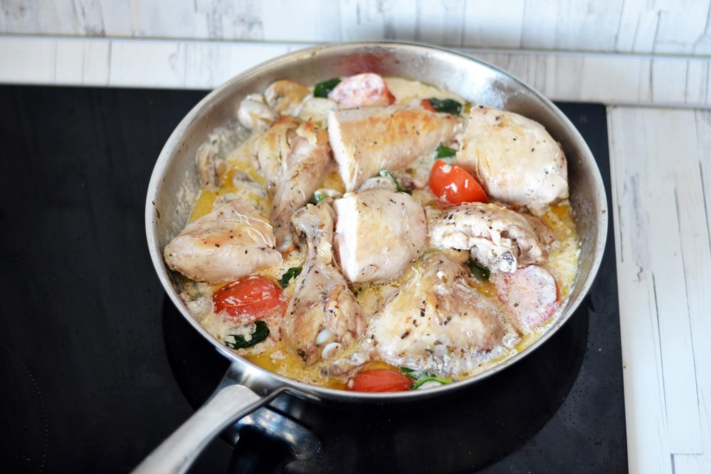 Шаг 13 приготовления Курица с шампиньонами в сливочном соусе по-тоскански