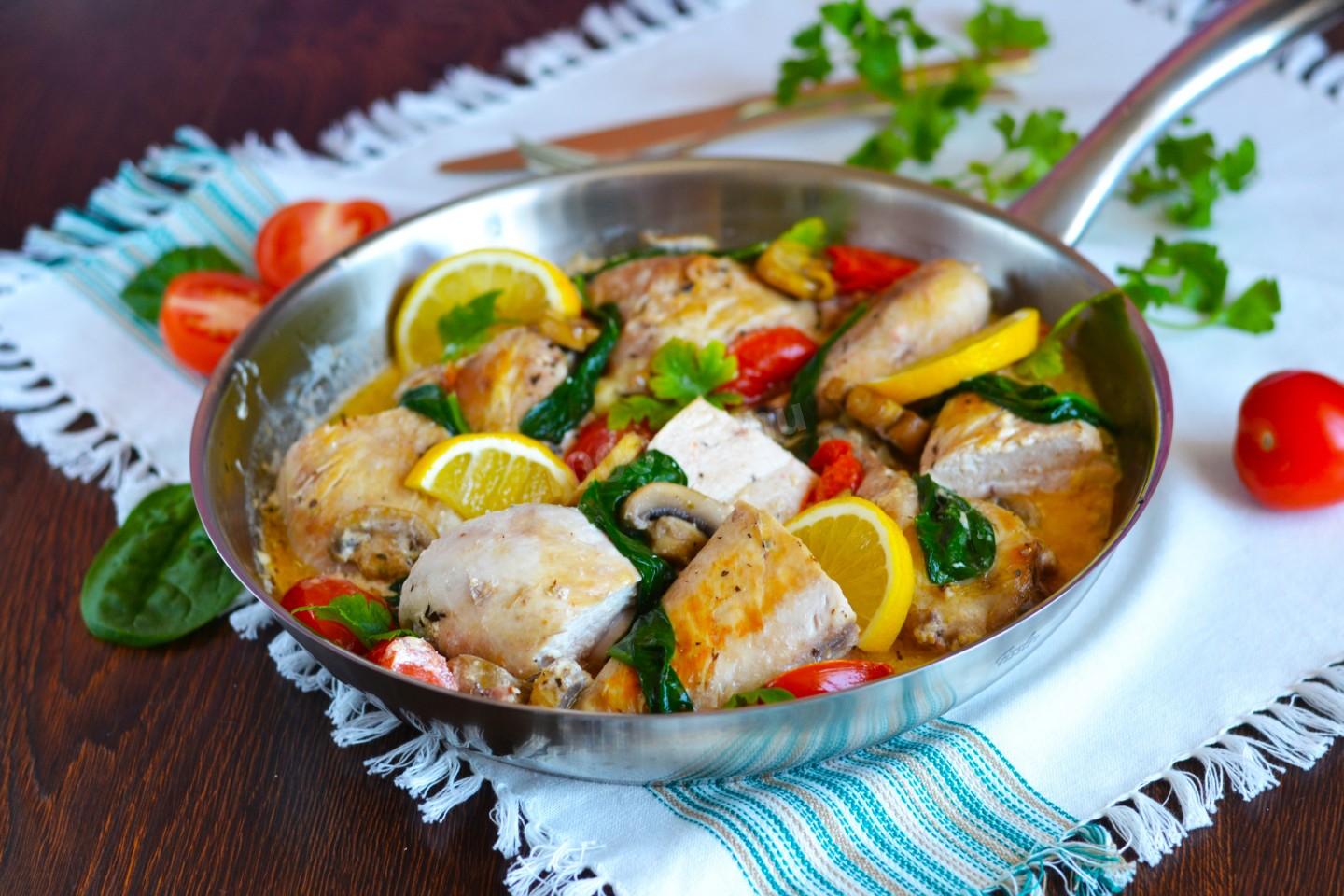 Шаг 14 приготовления Курица с шампиньонами в сливочном соусе по-тоскански