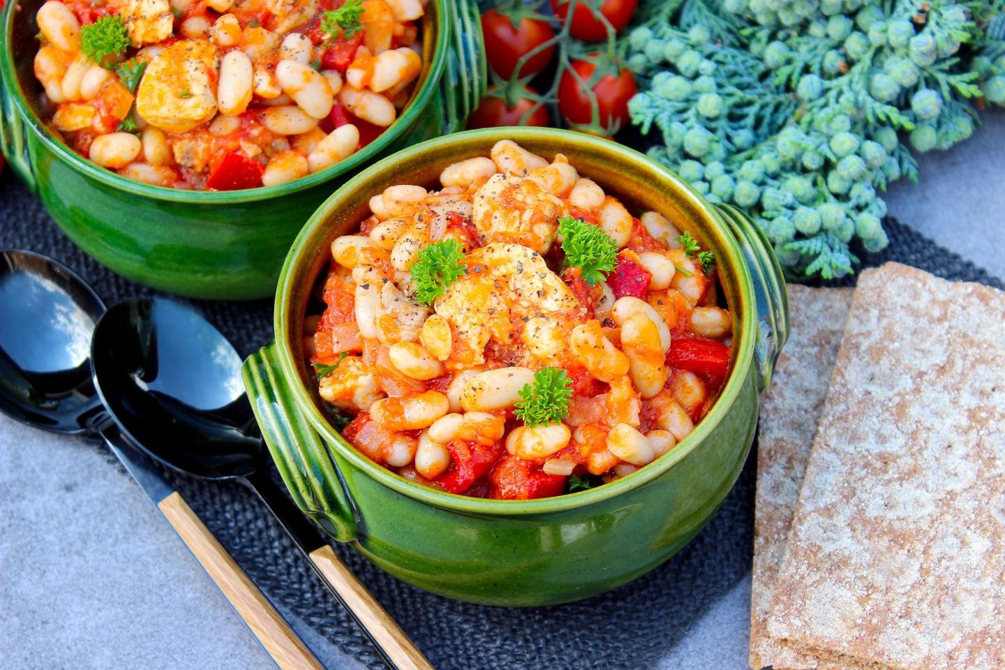Шаг 12 приготовления Куриная грудка с фасолью