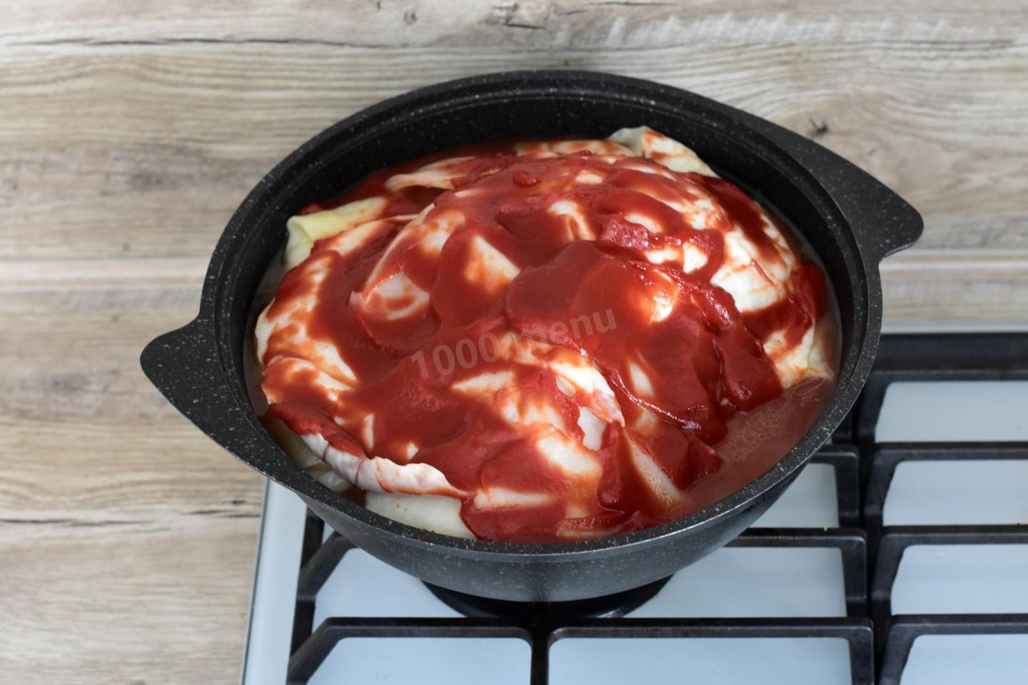 Шаг 14 приготовления Голубцы с томатной пастой