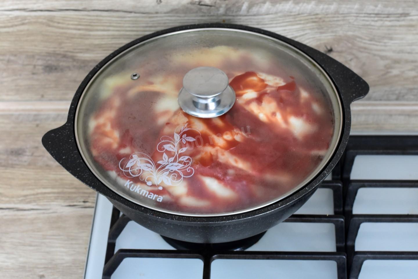 Шаг 15 приготовления Голубцы с томатной пастой
