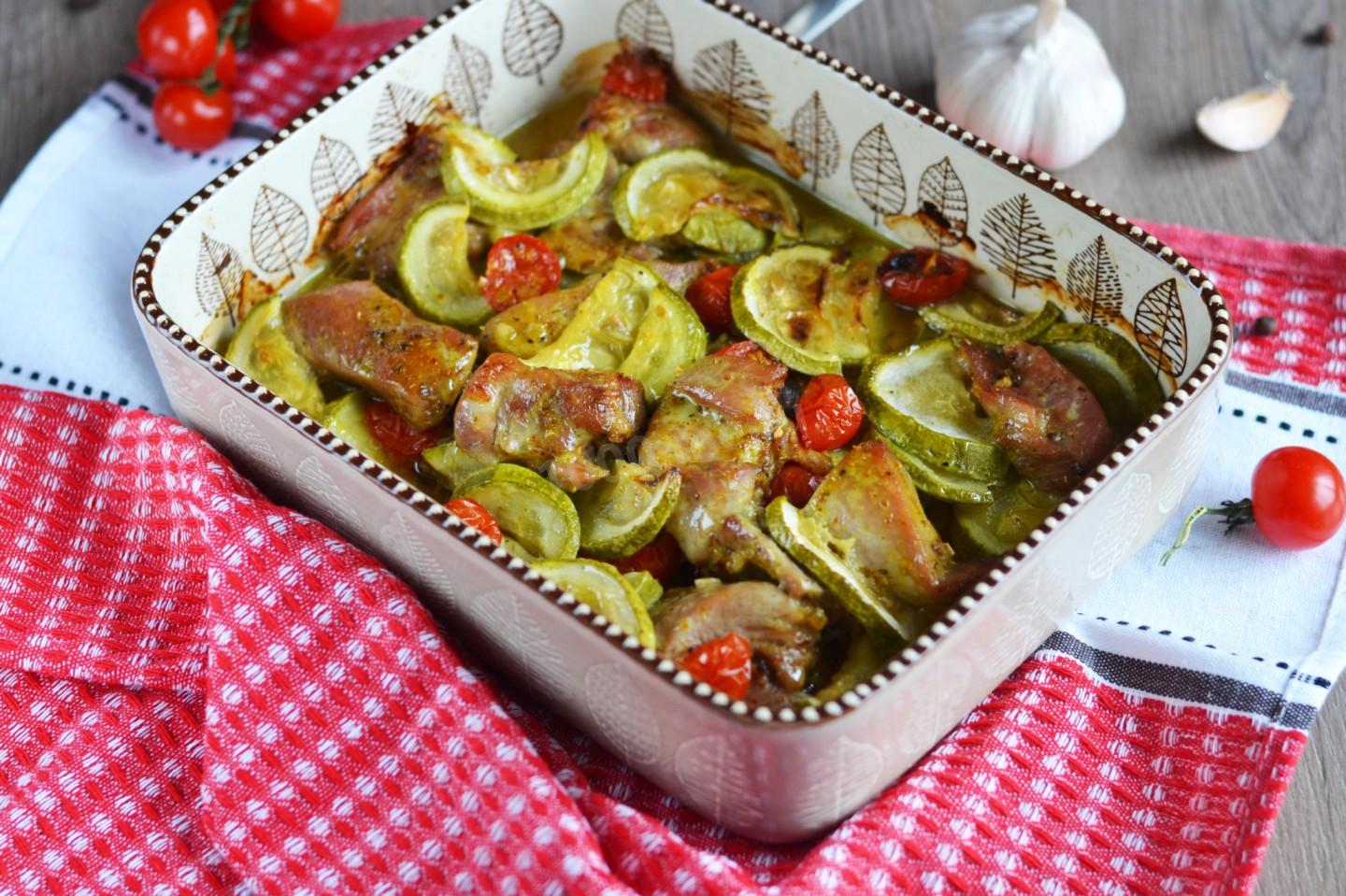 Шаг 9 приготовления Индейка с кабачками в духовке