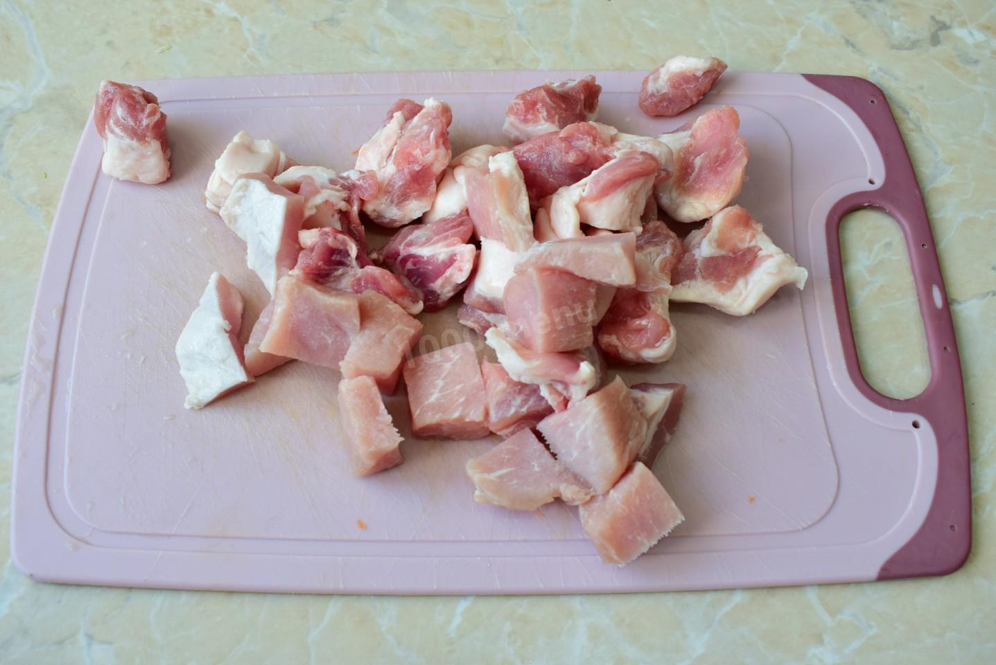 Шаг 3 приготовления Капуста с рисом и мясом тушеная на сковороде