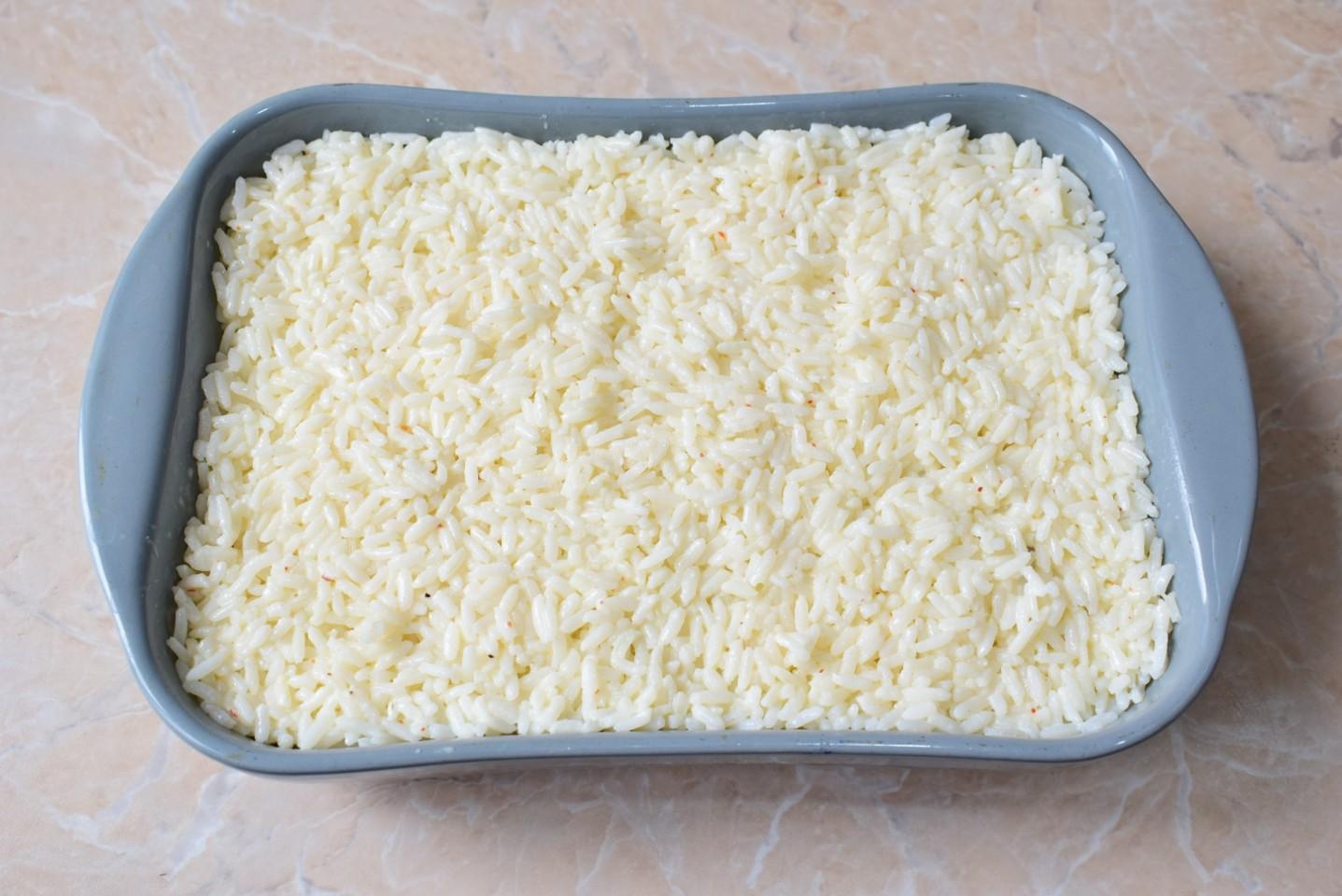 Шаг 9 приготовления Запеканка с рисом и фаршем в духовке