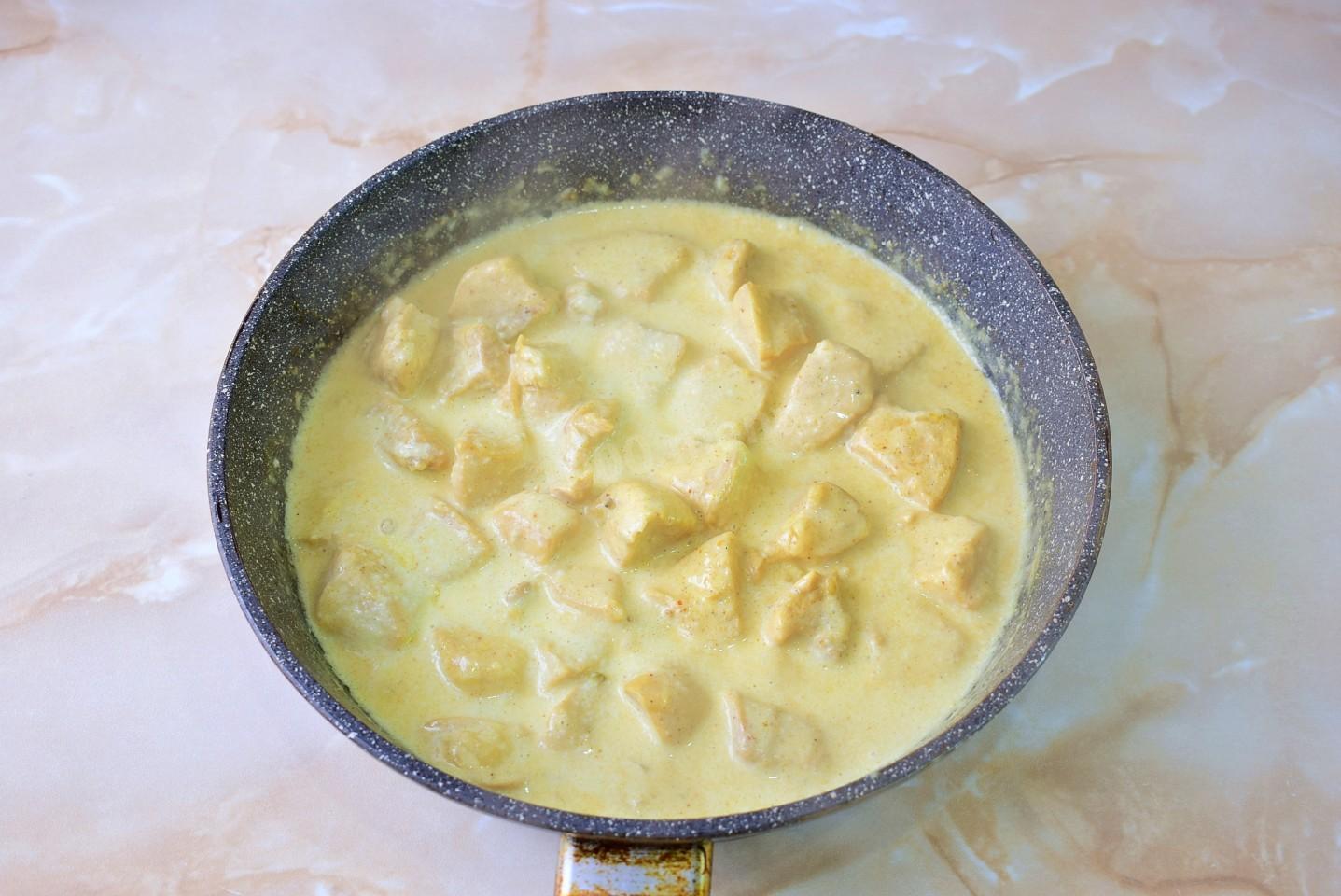 Шаг 9 приготовления Курица карри с рисом