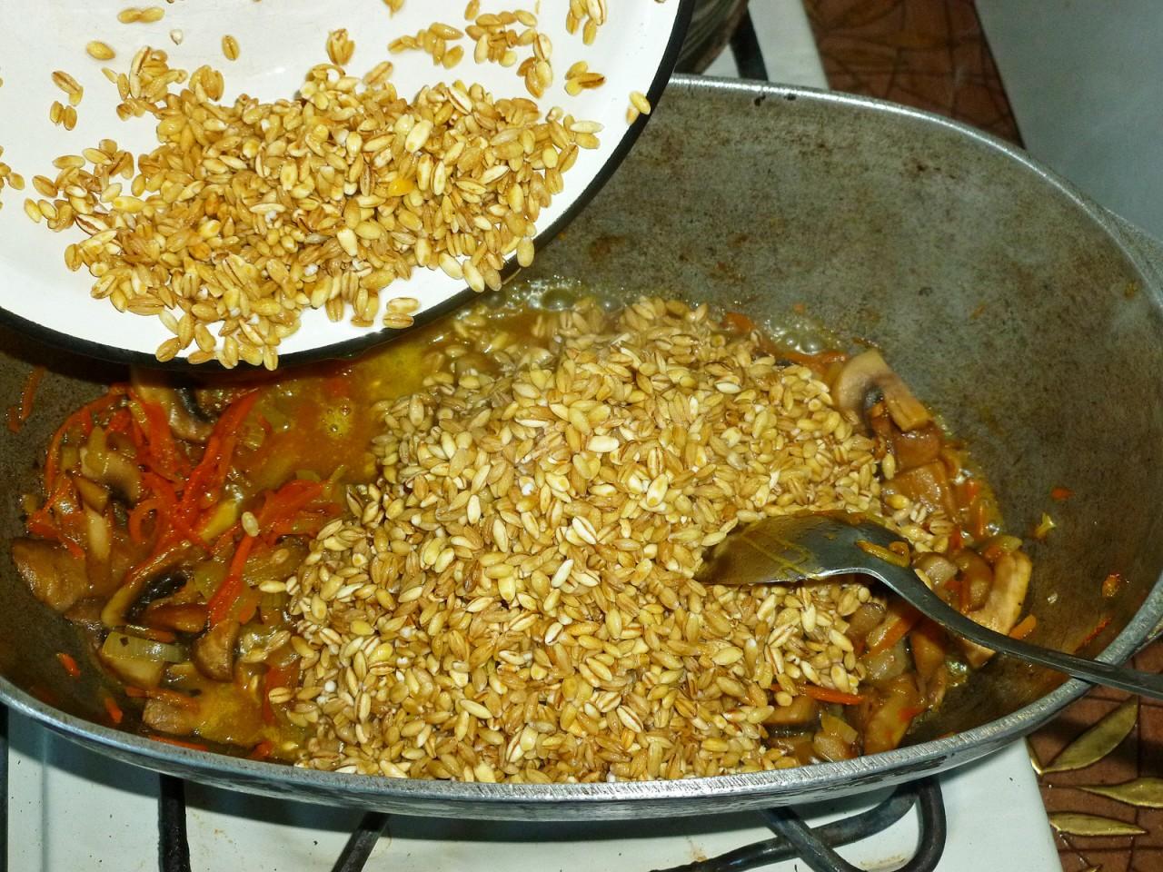 Шаг 11 приготовления Перлотто с грибами классический