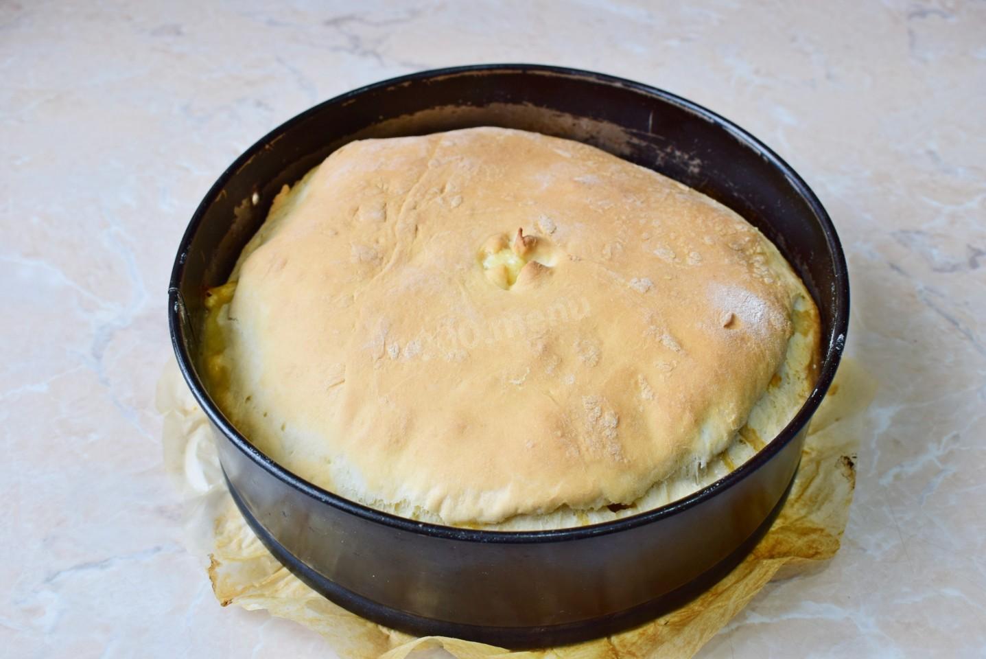 Шаг 11 приготовления Пицца деревенская с курицей закрытая