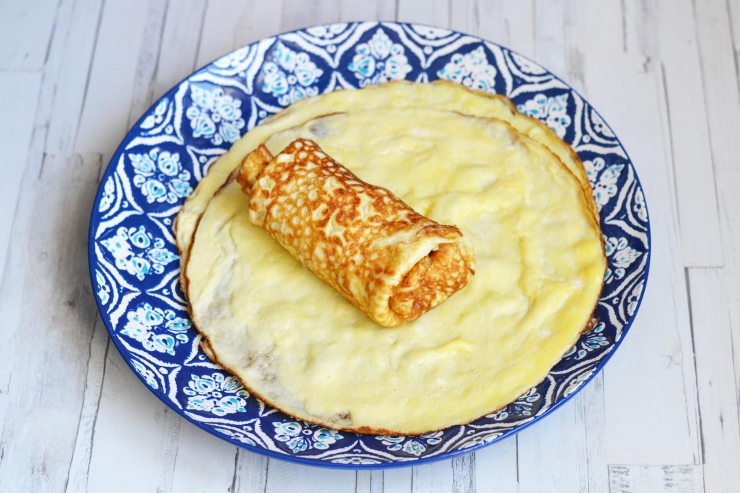 Шаг 17 приготовления Яичные блинчики с курицей