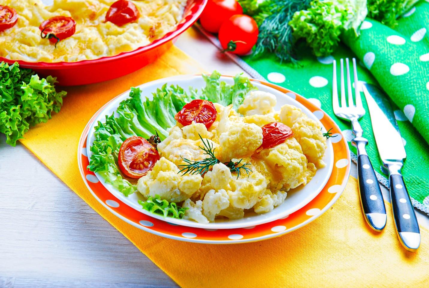 Шаг 7 приготовления Цветная капуста со сливками и сыром в духовке