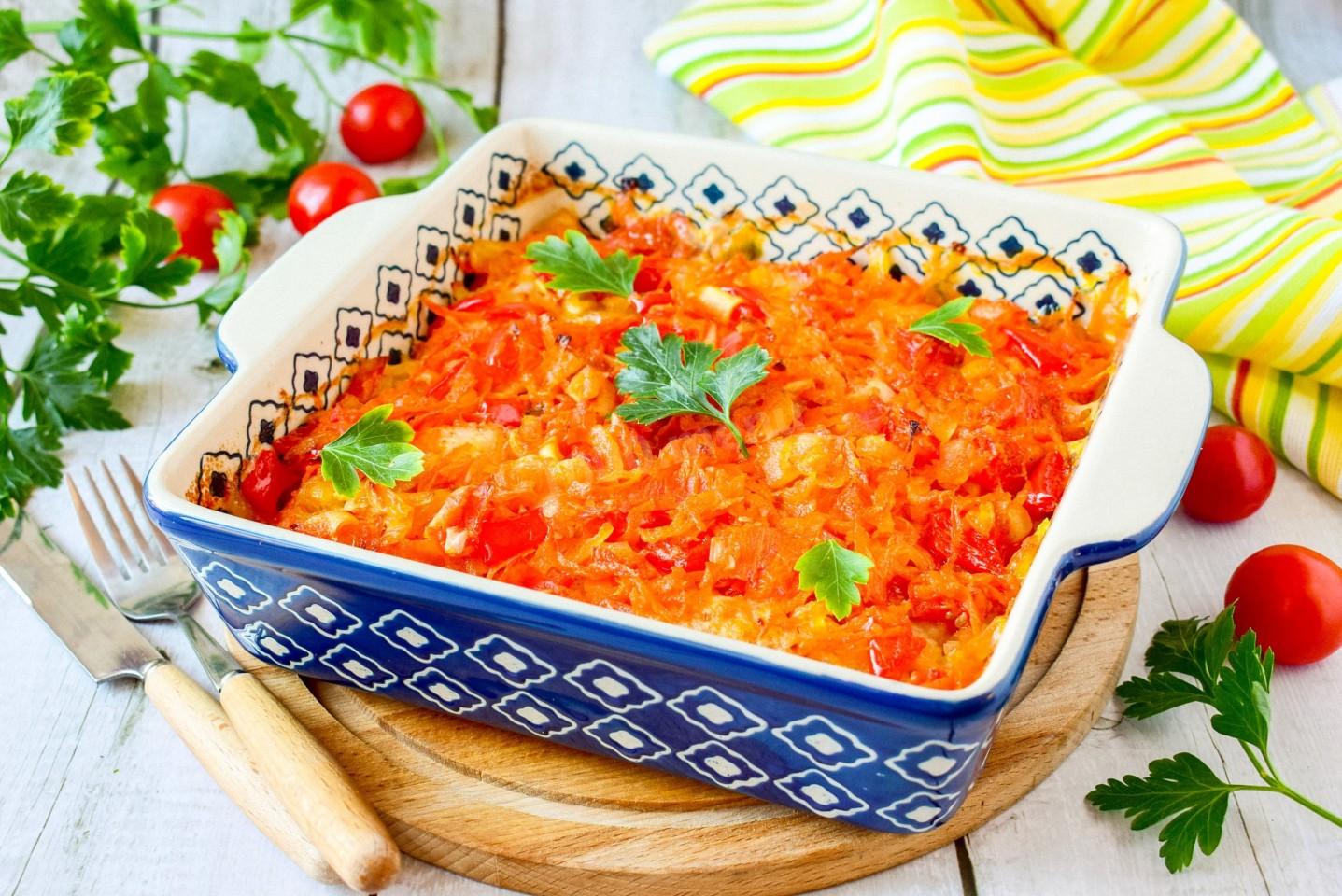 Обложка рецепта Судак с овощами в духовке запеченый