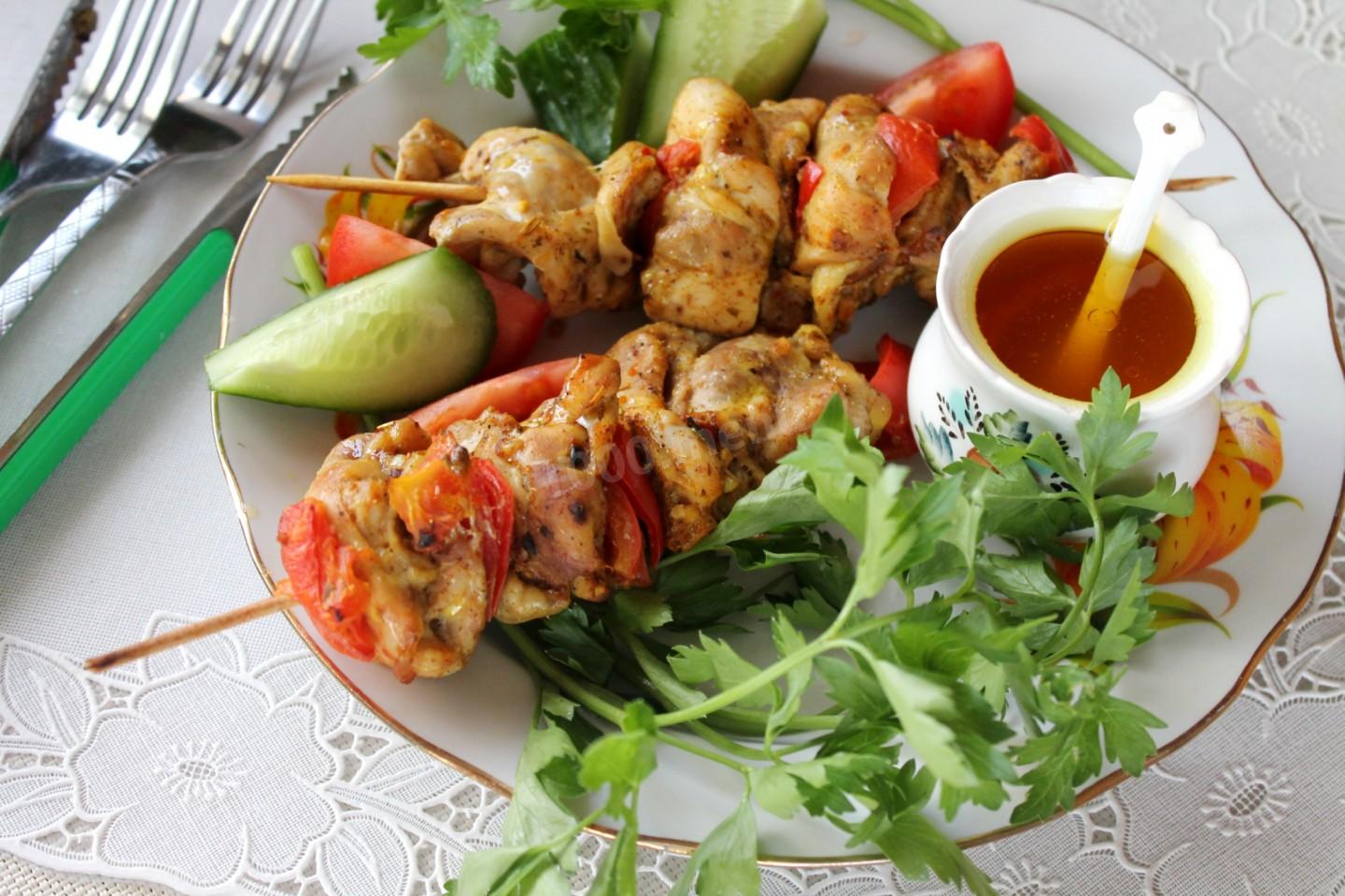 Обложка рецепта Сочный шашлык из курицы