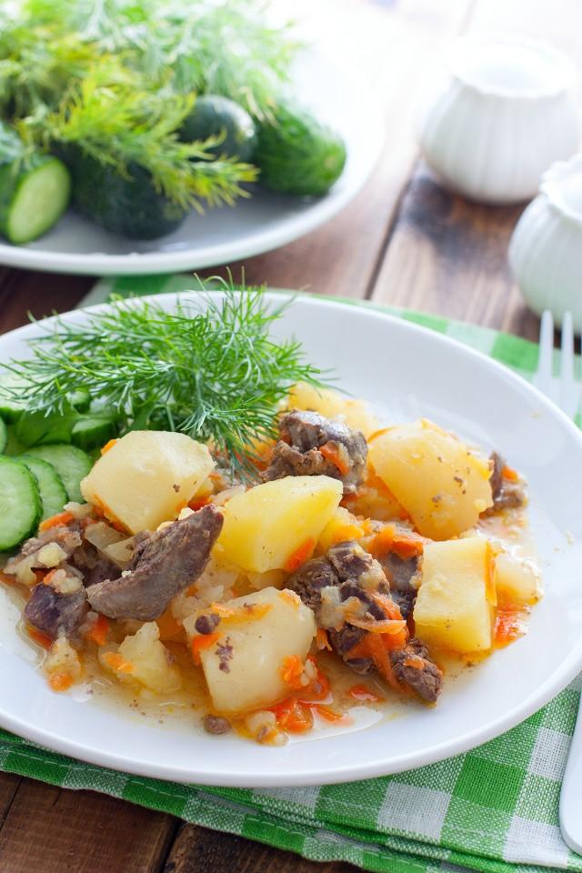 Шаг 6 приготовления Картофель с куриной печенью