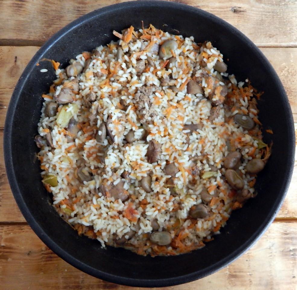 Шаг 9 приготовления Рис с куриной печенью