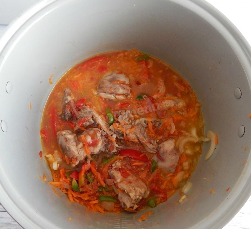 Шаг 12 приготовления Чахохбили из курицы в мультиварке