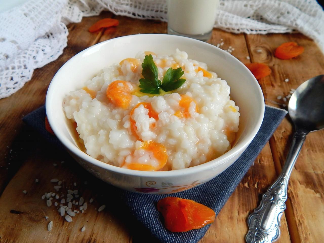Шаг 8 приготовления Рисовая каша с курагой