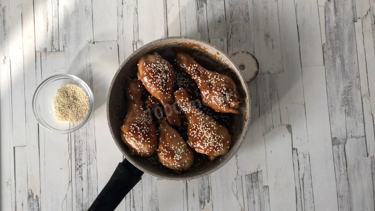Шаг 6 приготовления Куриные голени в соевом соусе на сковороде