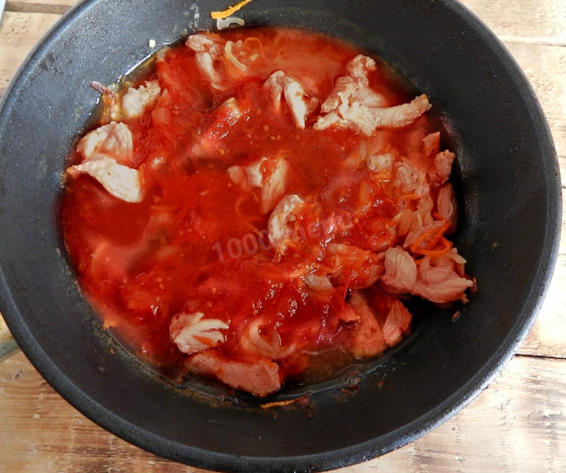 Шаг 7 приготовления Мясо в китайском сладком соусе на сковороде