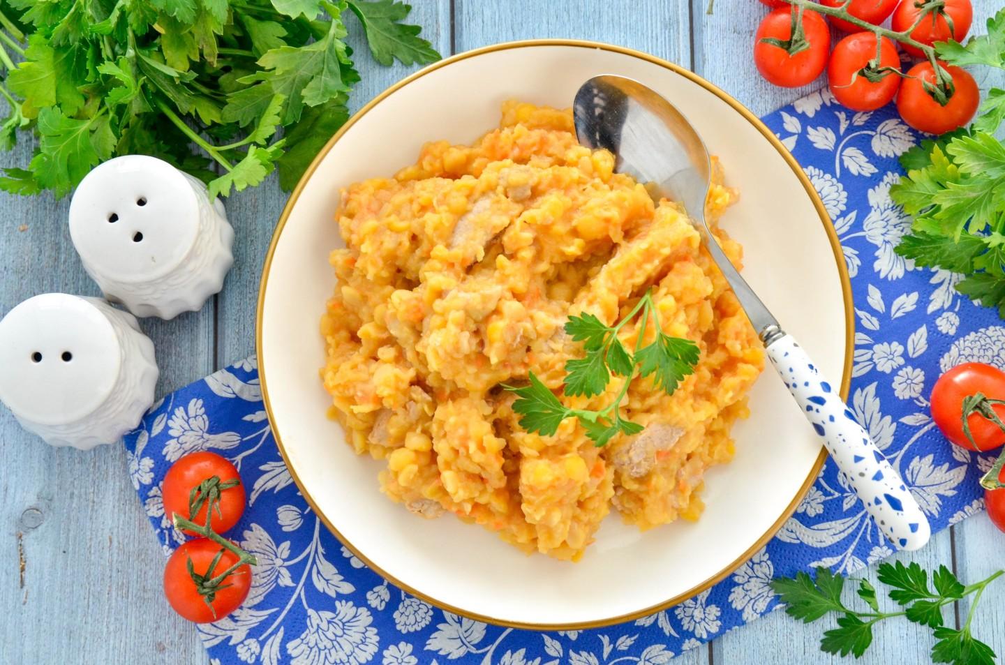 Шаг 9 приготовления Гороховая каша с мясом