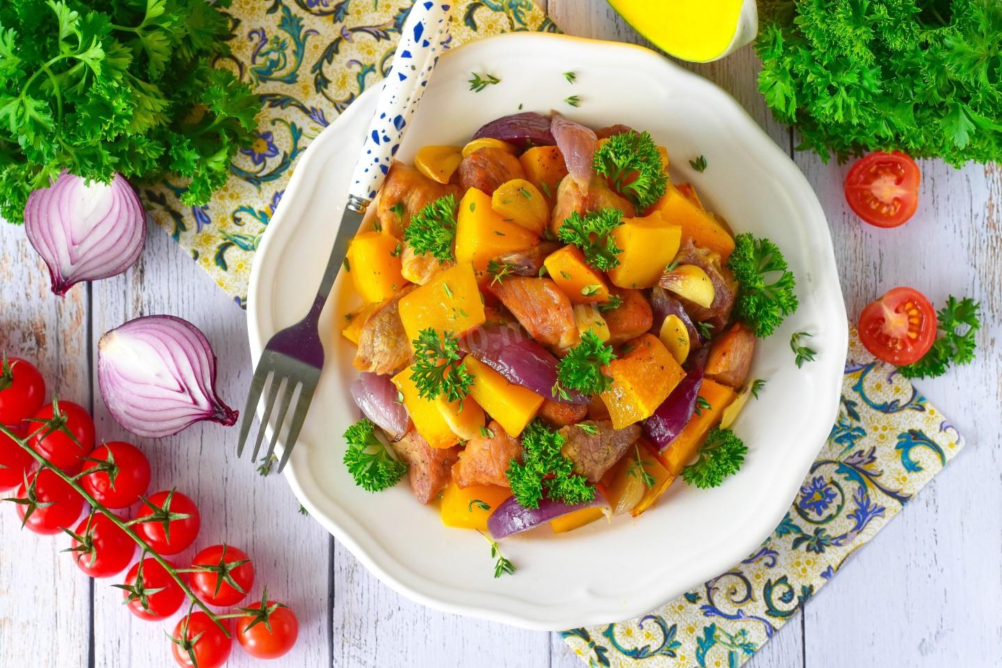 Шаг 9 приготовления Тыква запеченная с мясом в духовке