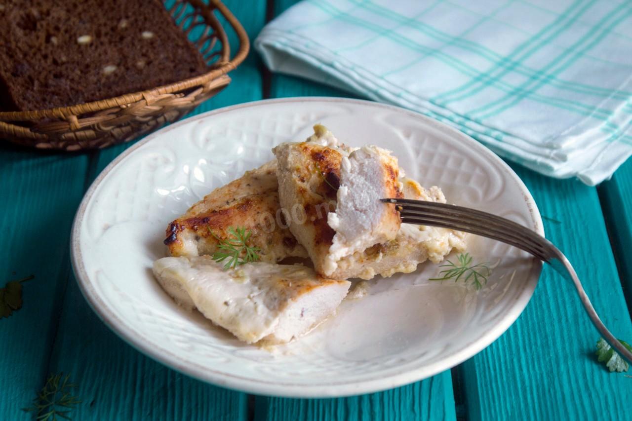 Шаг 11 приготовления Куриная грудка в кефире в духовке
