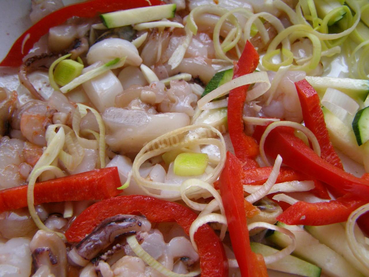 Шаг 7 приготовления Макароны с морепродуктами