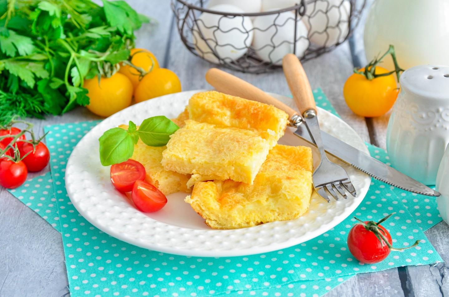 Шаг 9 приготовления Омлет с сыром в духовке