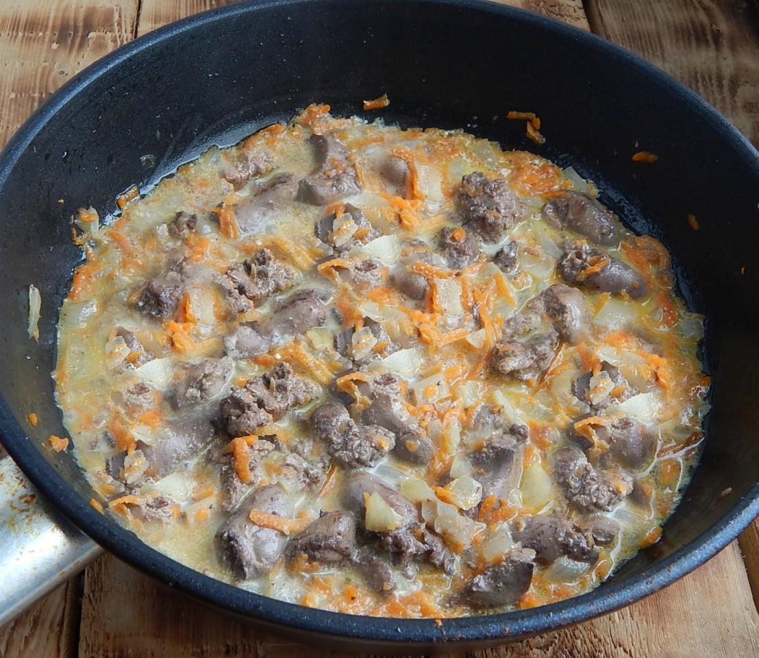 Шаг 8 приготовления Потрошки куриные