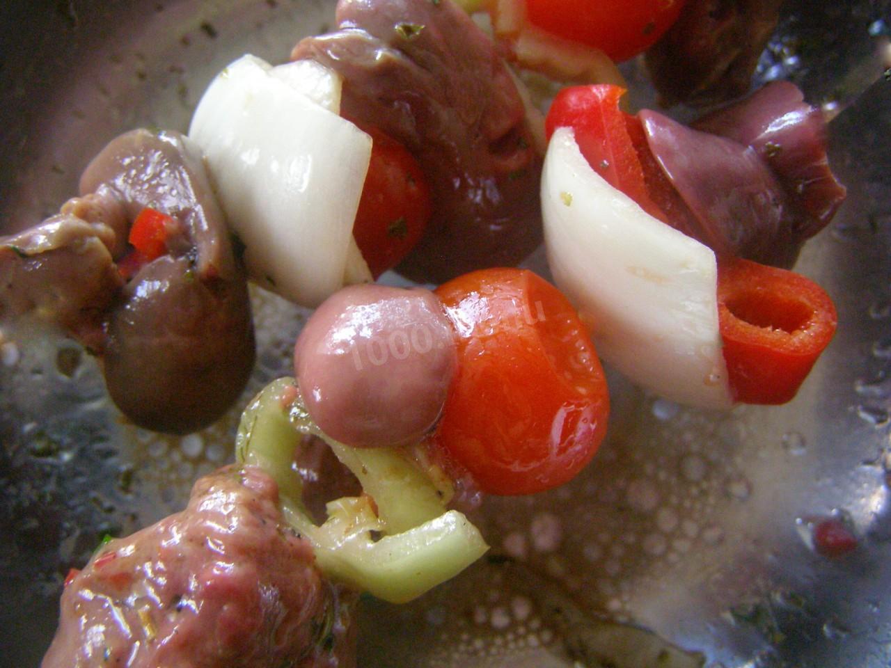 Шаг 7 приготовления Шашлык из куриной печени на мангале