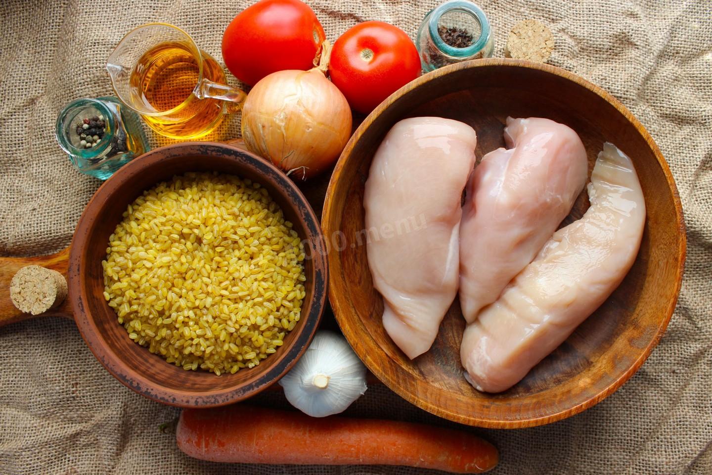 Шаг 1 приготовления Плов из булгура с курицей ПП
