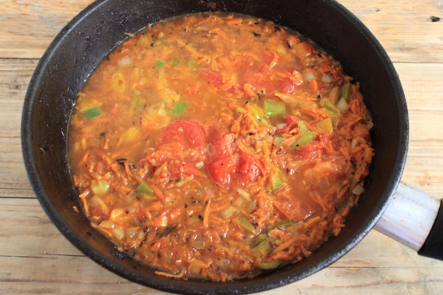 Шаг 6 приготовления Паприкаш из курицы