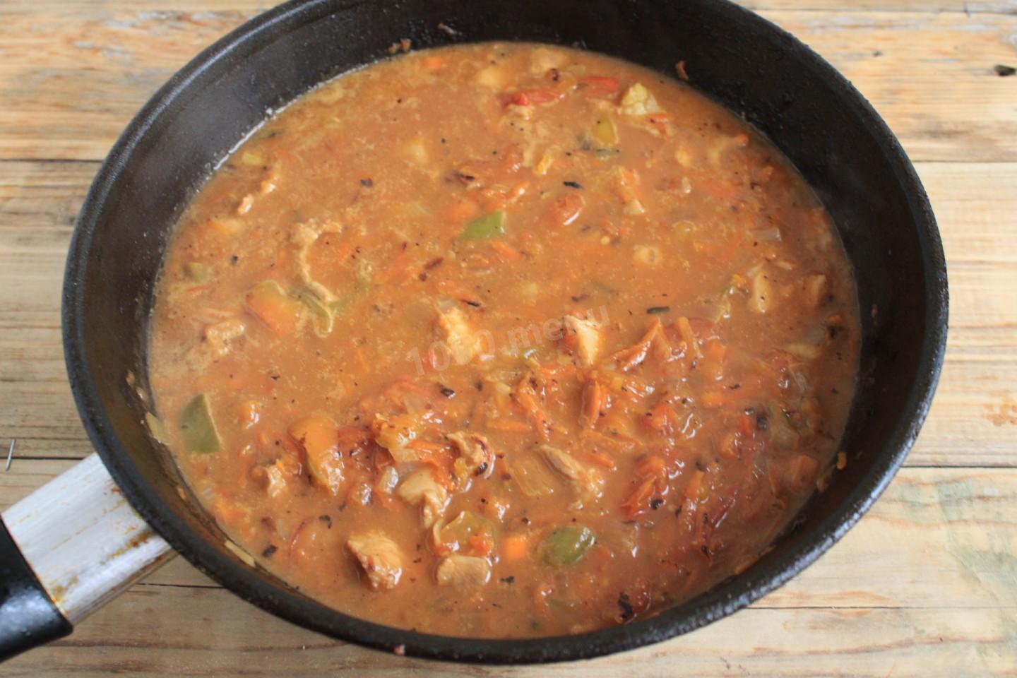 Шаг 8 приготовления Паприкаш из курицы