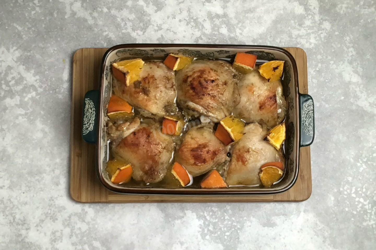 Шаг 10 приготовления Курица с апельсинами в духовке