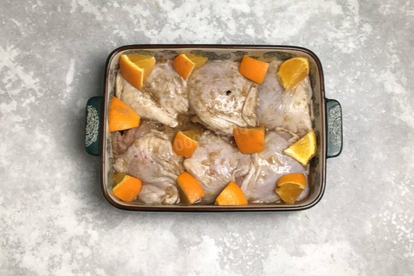 Шаг 9 приготовления Курица с апельсинами в духовке