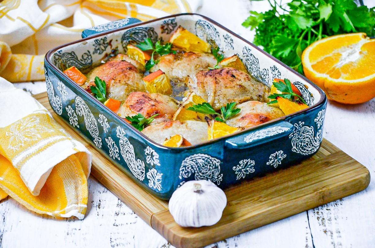 Обложка рецепта Курица с апельсинами в духовке