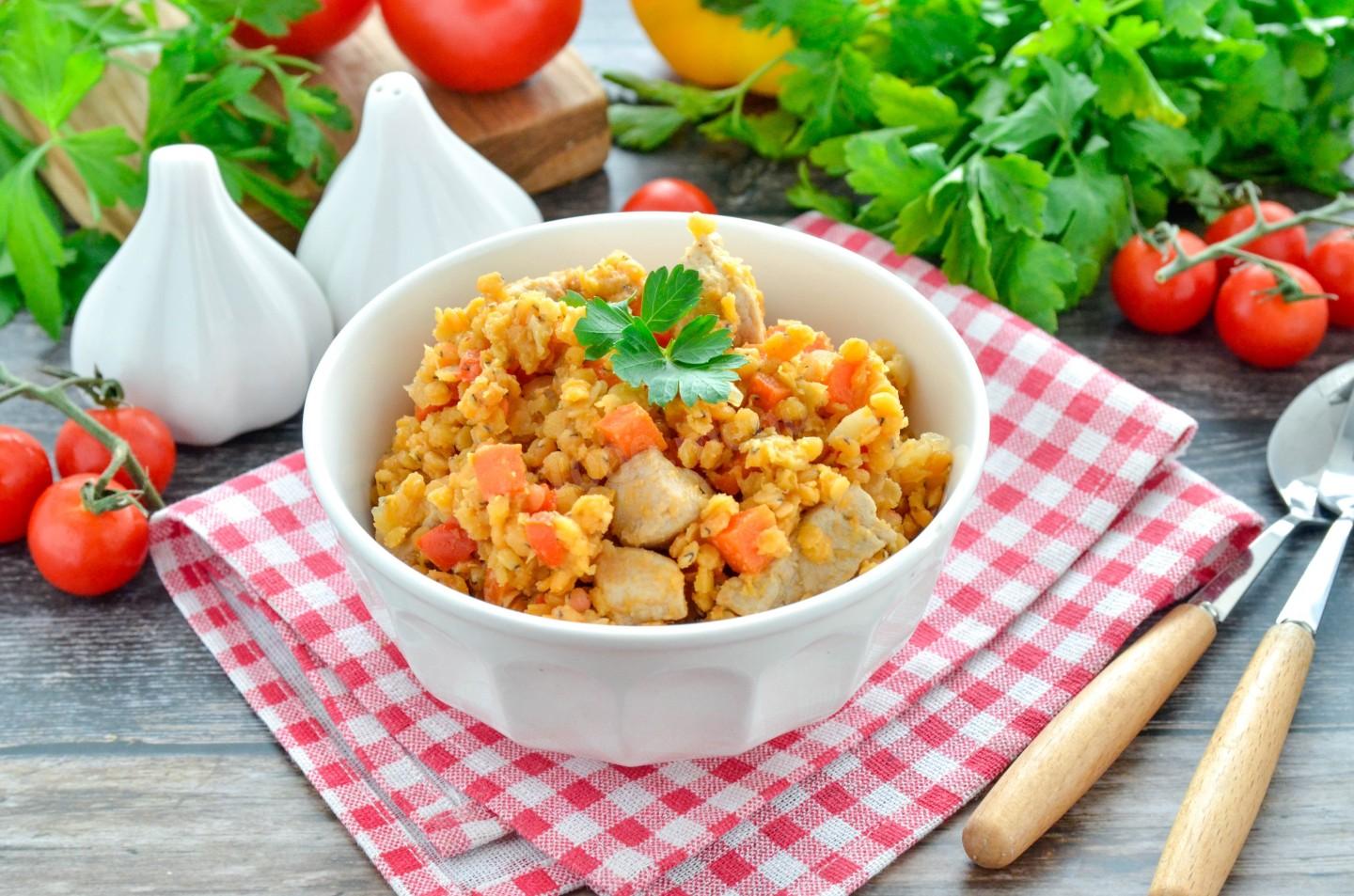 Обложка рецепта Красная чечевица с мясом