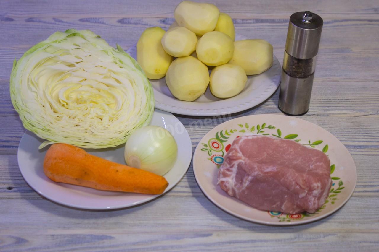 Шаг 1 приготовления Картошка с капустой и мясом в мультиварке