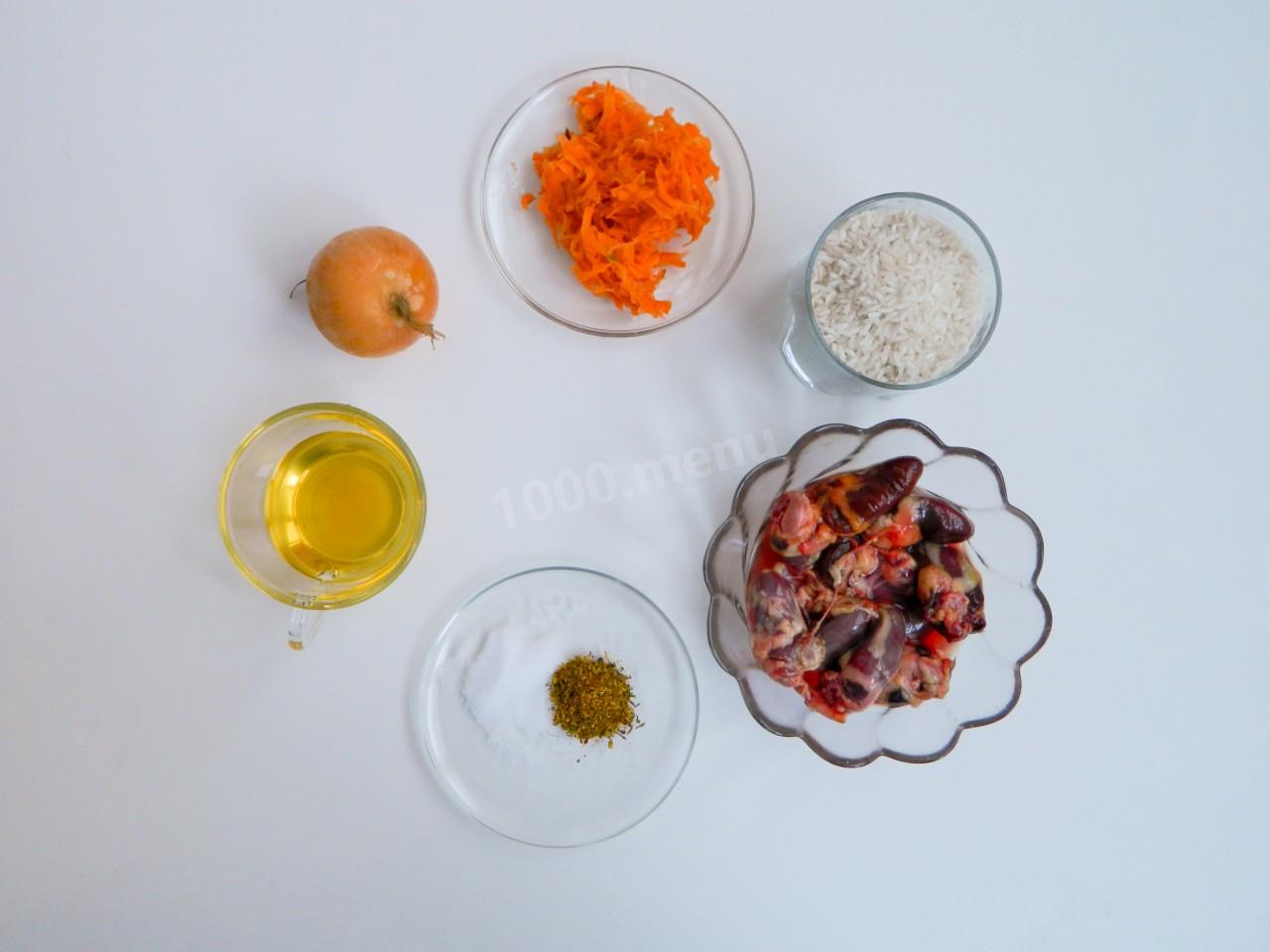 Шаг 1 приготовления Куриные сердечки с рисом