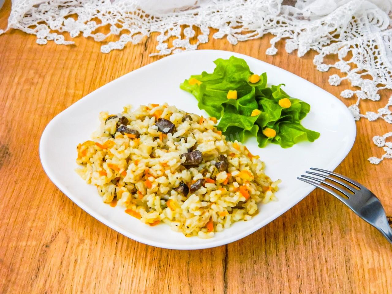 Обложка рецепта Куриные сердечки с рисом