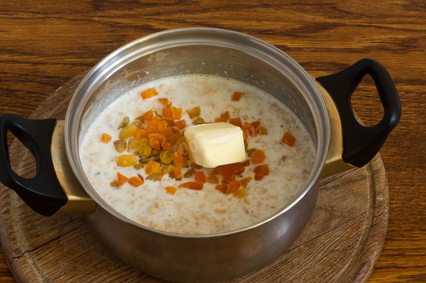 Шаг 4 приготовления Каша с сухофруктами