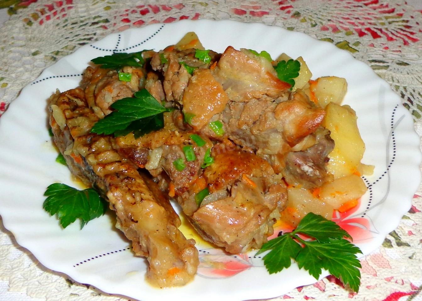 Шаг 10 приготовления Утка тушеная с картошкой