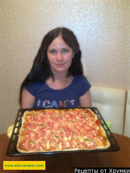 Шаг 15 приготовления Пицца на кефире с курицей в духовке