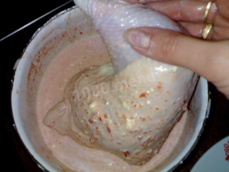 Шаг 4 приготовления Куриные окорочка в маринаде из аджики и майонеза