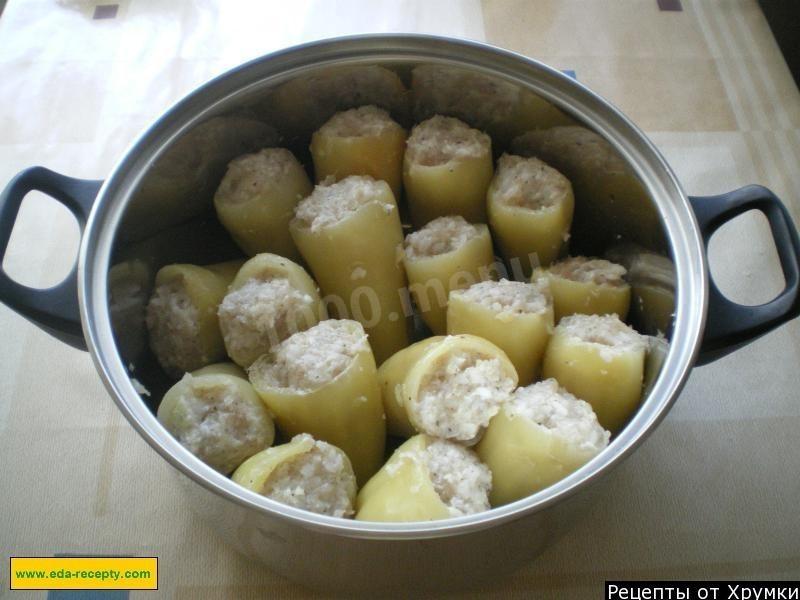 Шаг 7 приготовления Перец фаршированный рисом и курицей