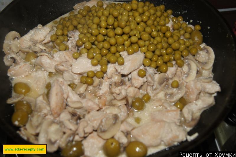 Шаг 6 приготовления Тушеная курица по французски с грибам