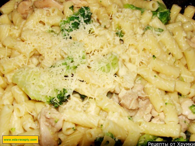 Шаг 6 приготовления Макароны с курицей и брокколи под сырным соусом