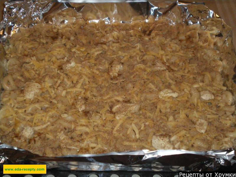 Шаг 11 приготовления Простая запеканка из макарон с твердым сыром в духовке