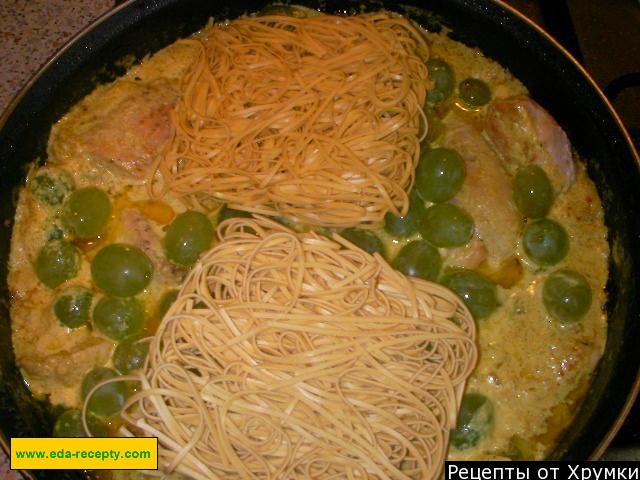 Шаг 12 приготовления Курица, тушенная с виноградом и карри