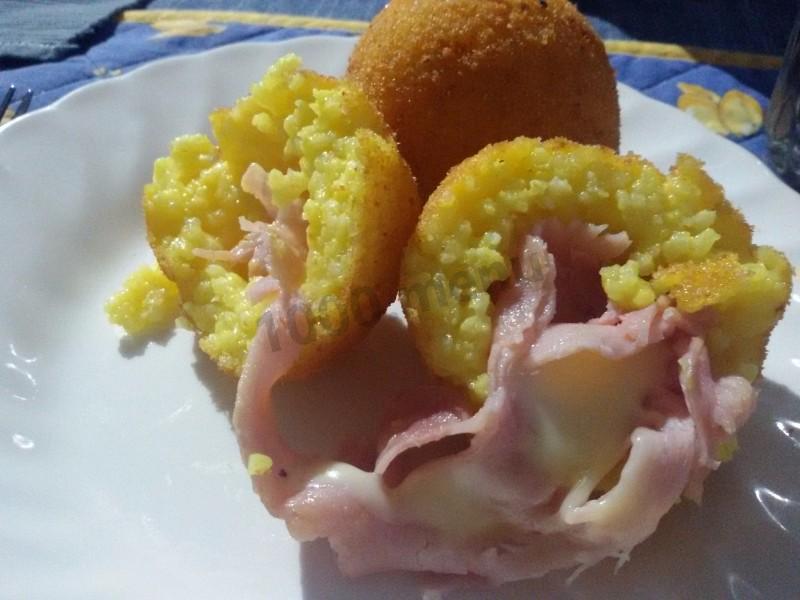 Шаг 10 приготовления Аранчини с прошутто